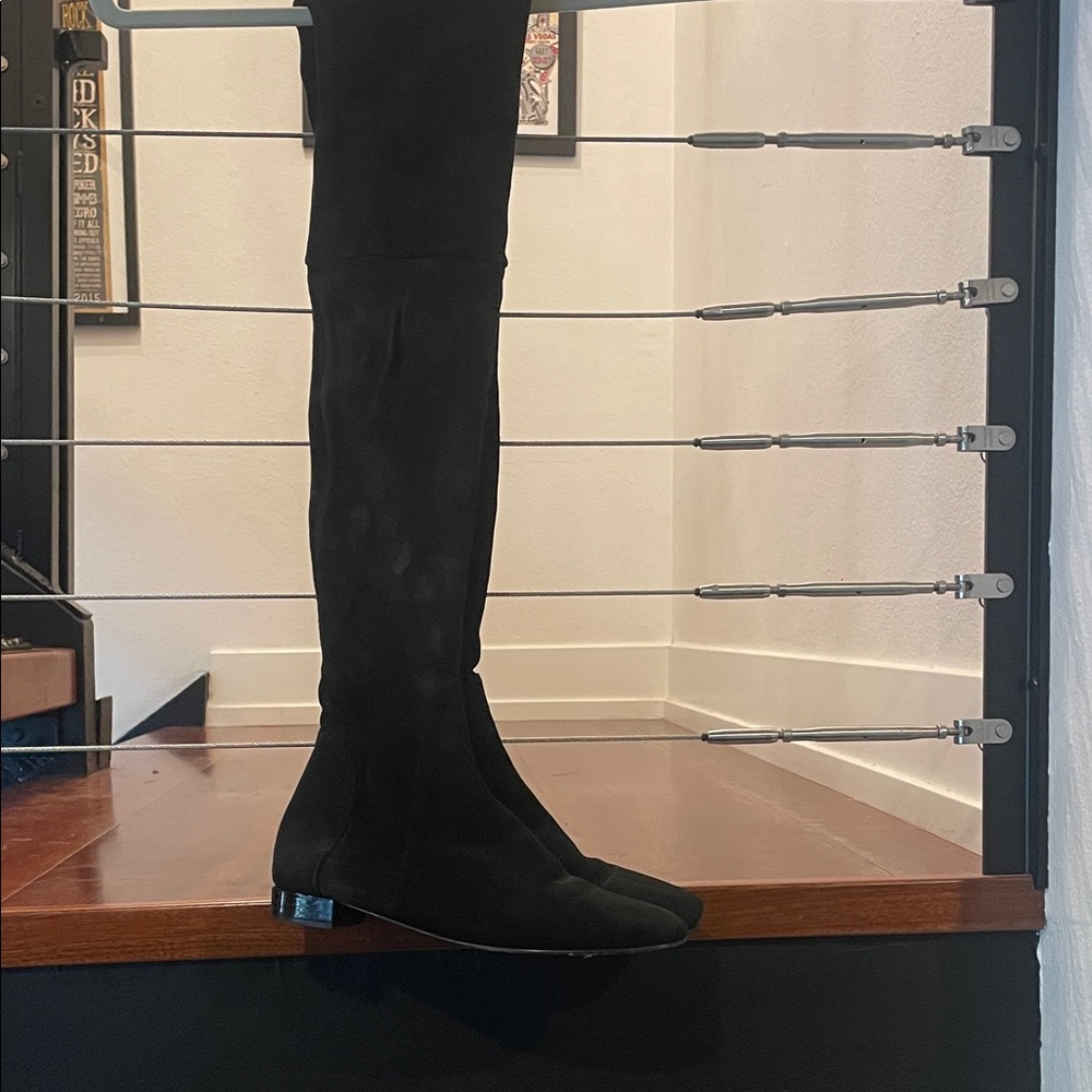 Delman Black Over-the-Knee Suede Boots